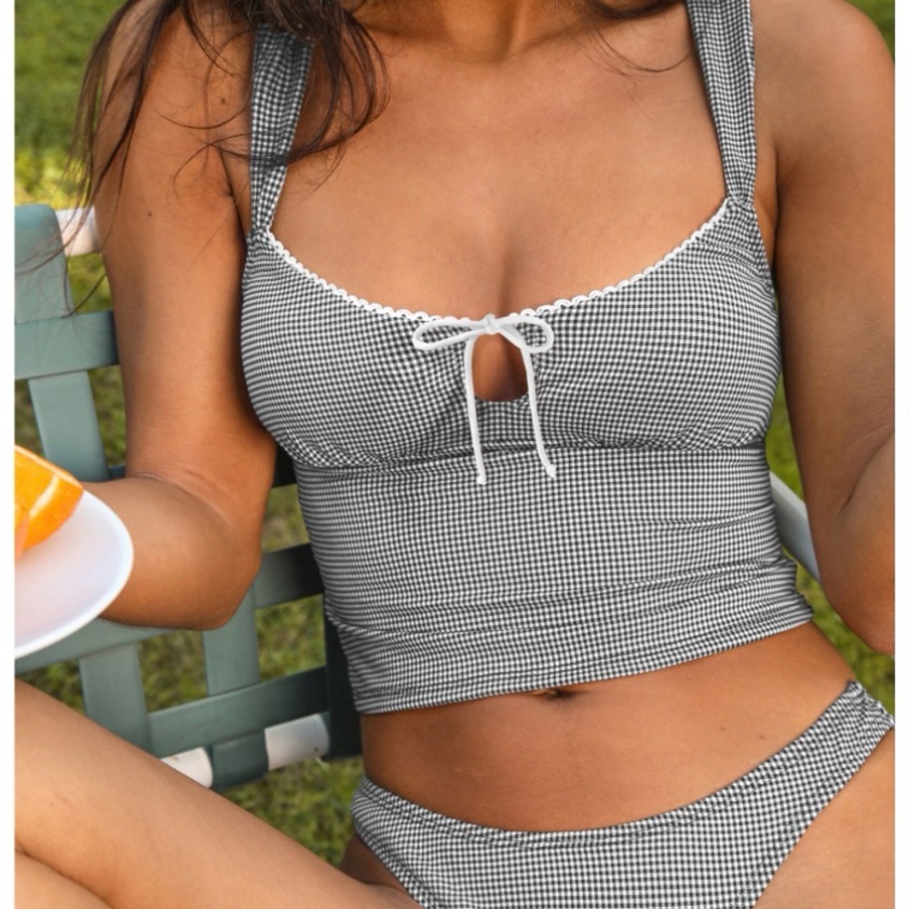 Black and White Gingham Bikini Set
